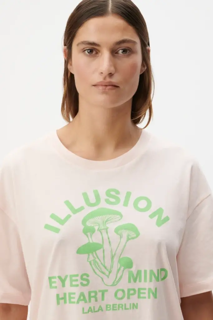 Lala Berlin T-Shirt Celia cotton illusion sea shell Großer Ausverkauf