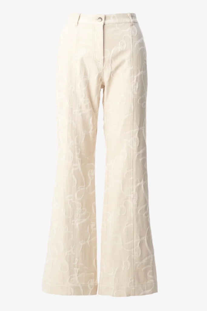 Lala Berlin Pants Pamir cotton mix lalagram jacquard beige Blitzangebot