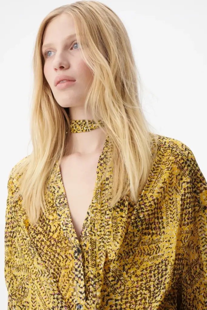Lala Berlin Dress Drina viscose heritage star yellow Neueste Stile