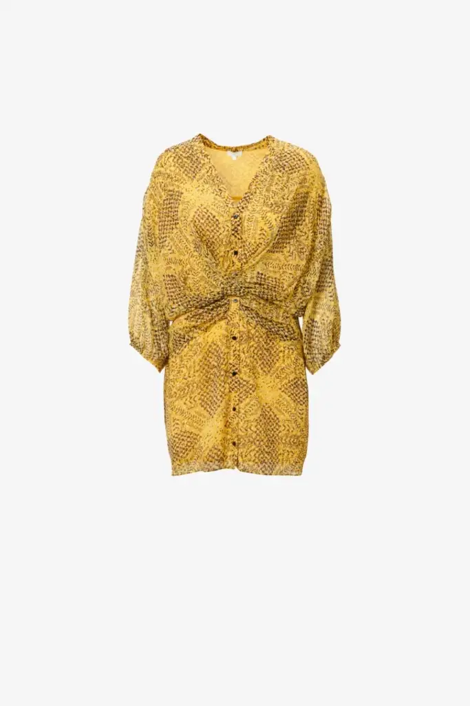 Lala Berlin Dress Drina viscose heritage star yellow Neueste Stile