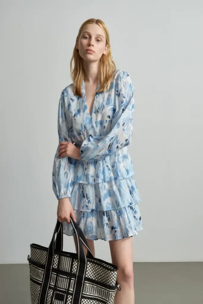 Lala Berlin Dress Danuta cotton floral fountain blue 50% Rabatt mit kostenlosem Versand