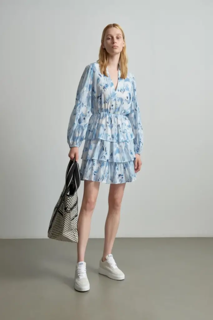 Lala Berlin Dress Danuta cotton floral fountain blue 50% Rabatt mit kostenlosem Versand