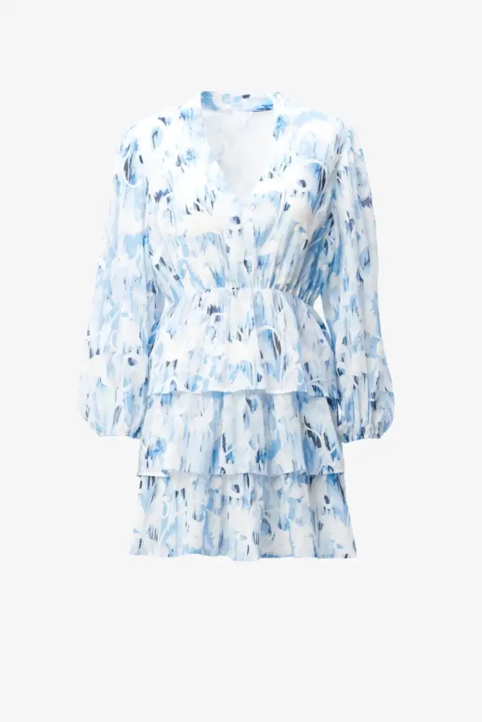 Lala Berlin Dress Danuta cotton floral fountain blue 50% Rabatt mit kostenlosem Versand