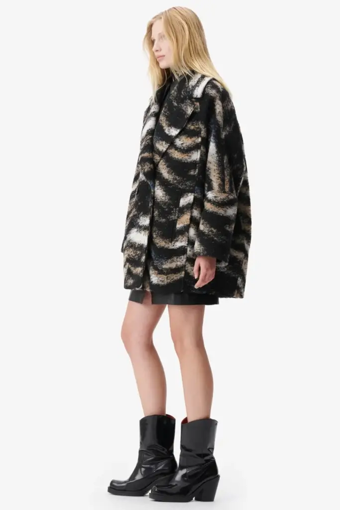Lala Berlin Coat Olly wool/polyester blend big zebra black 2025
