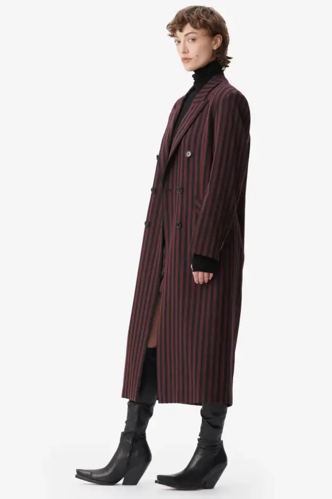 Lala Berlin Coat Odith polyester mix stripe fudge Auslauf