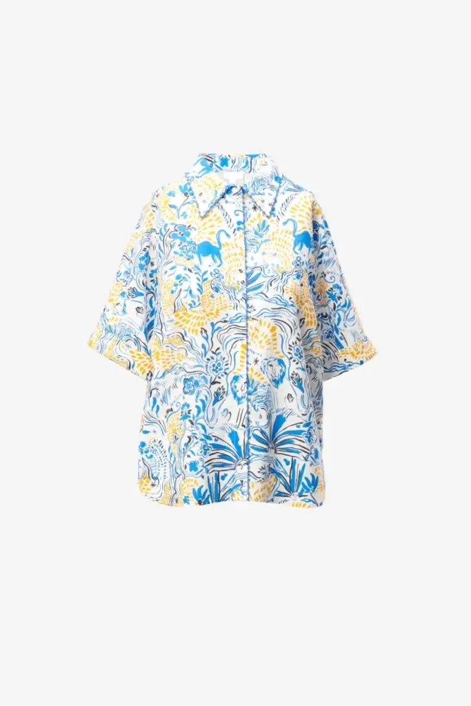 Lala Berlin Blouse Betta linen/viscose blend magic garden day Kostenloser Versand