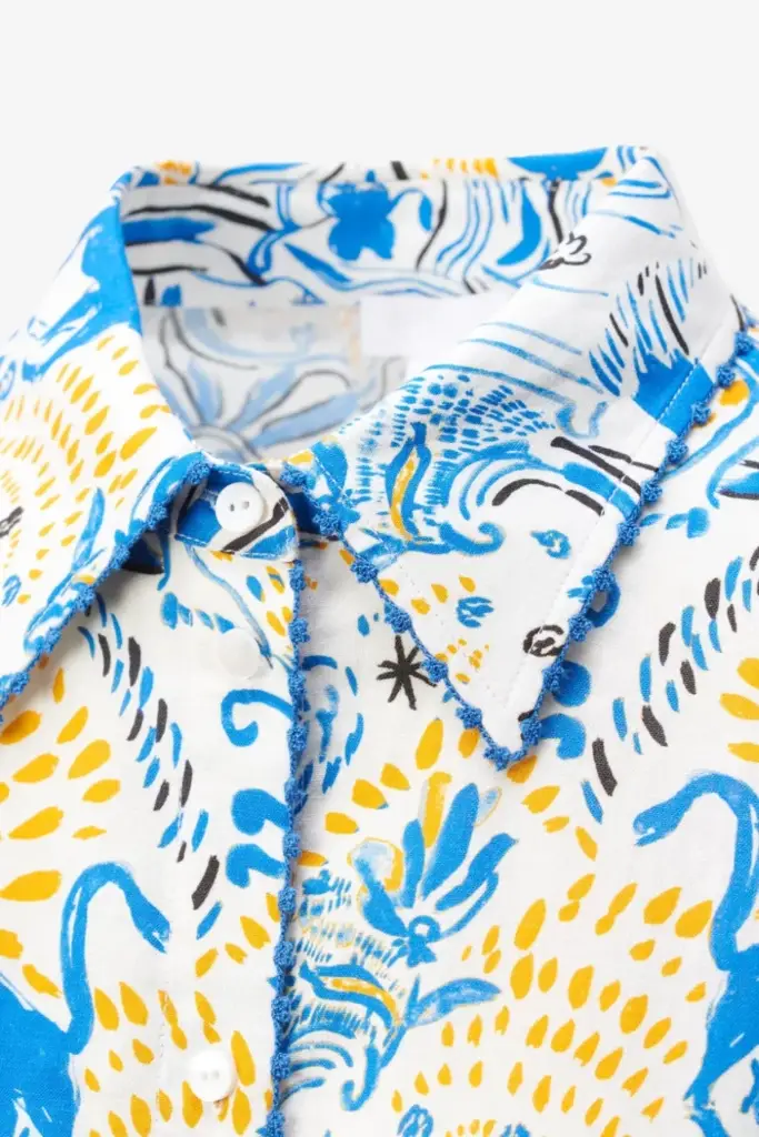 Lala Berlin Blouse Betta linen/viscose blend magic garden day Kostenloser Versand