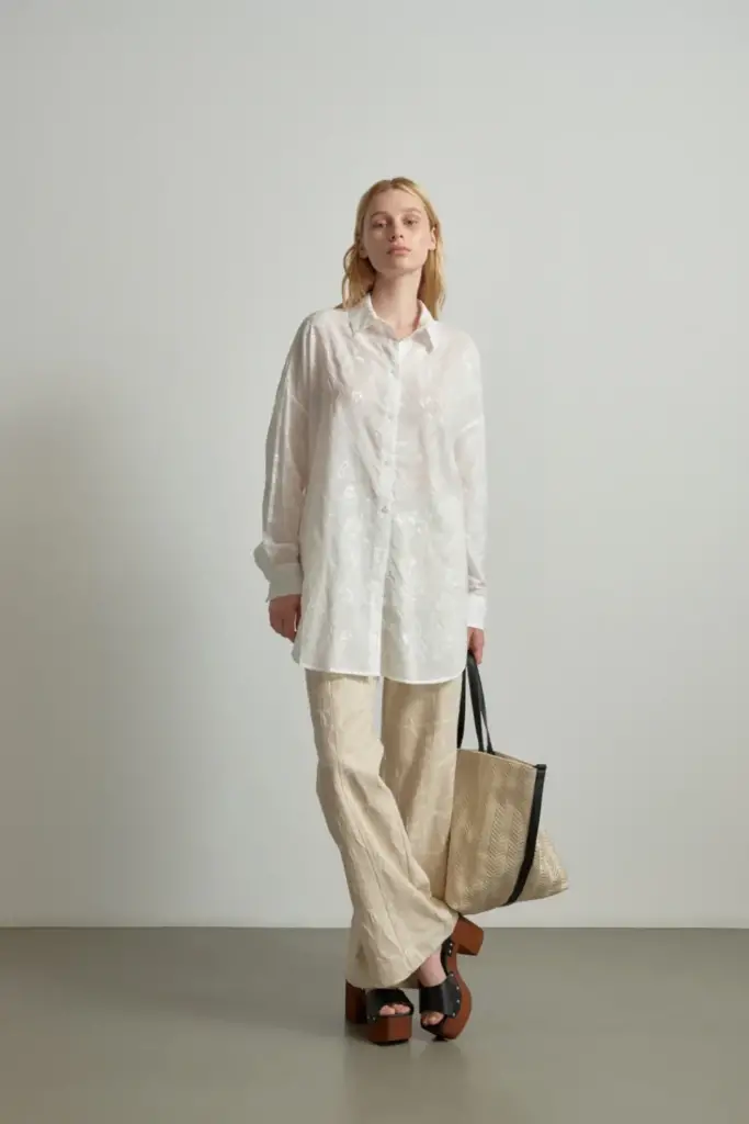 Lala Berlin Blouse Bam cotton embroidery white Fabrikpreis