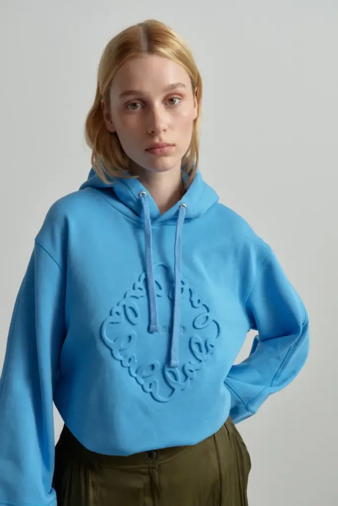 Lala Berlin Hoodie Ipalina cotton diamond azure Rabatt