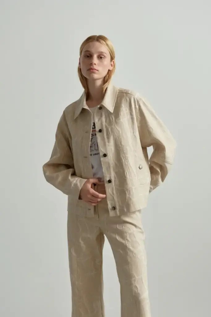 Lala Berlin Jacket Jacek cotton mix lalagram jacquard beige Versandkostenfrei