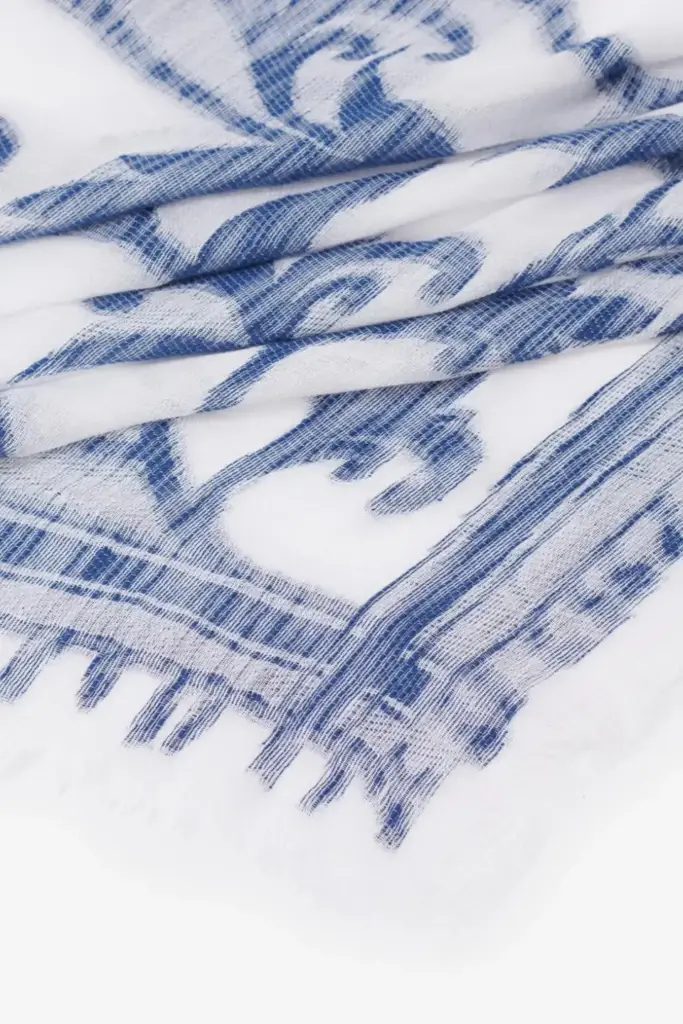 Lala Berlin Triangle Alvid viscose mix flower fountain blue Günstiger Verkauf