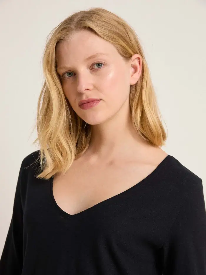 Lanius Shirt mit V-Ausschnitt (GOTS) Black Friday