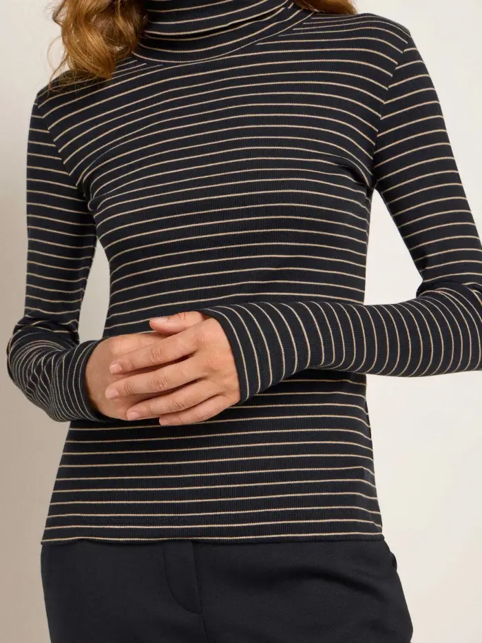Lanius Streifen-Rollkragenshirt (GOTS) Sonderangebot der Fabrik