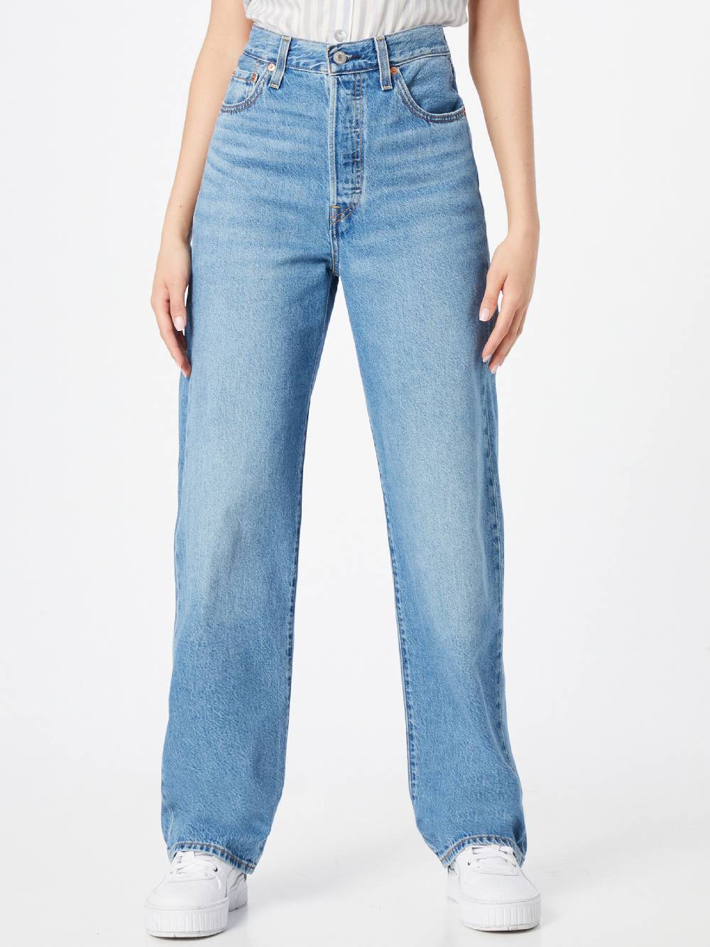 LEVI'S ® Regular Jeans 'Ribcage Straight Ankle Jeans' in Blue Denim Sonderangebot der Fabrik