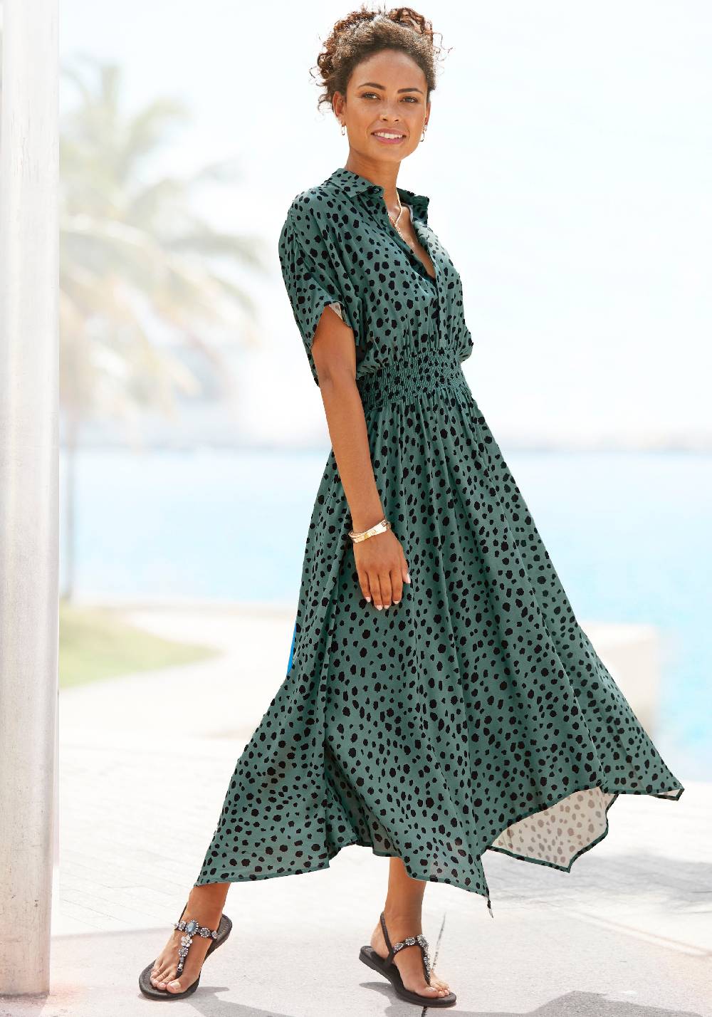 LASCANA Shirt Dress in Emerald Sonderangebot
