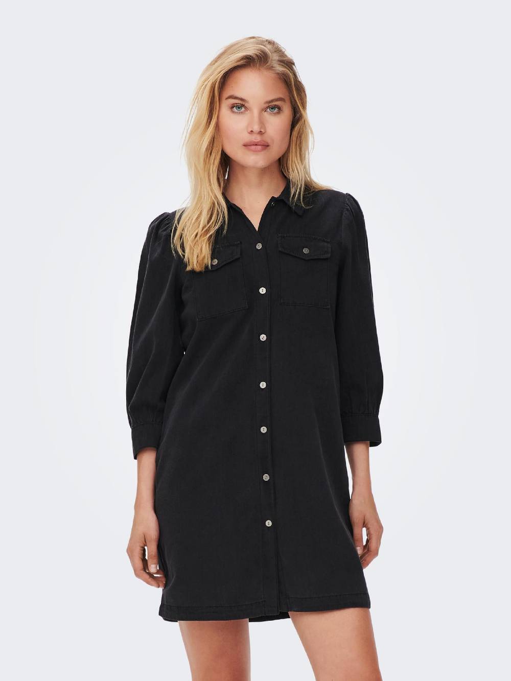 ONLY Shirt Dress 'ONLFELICA' in Black Denim Günstig kaufen