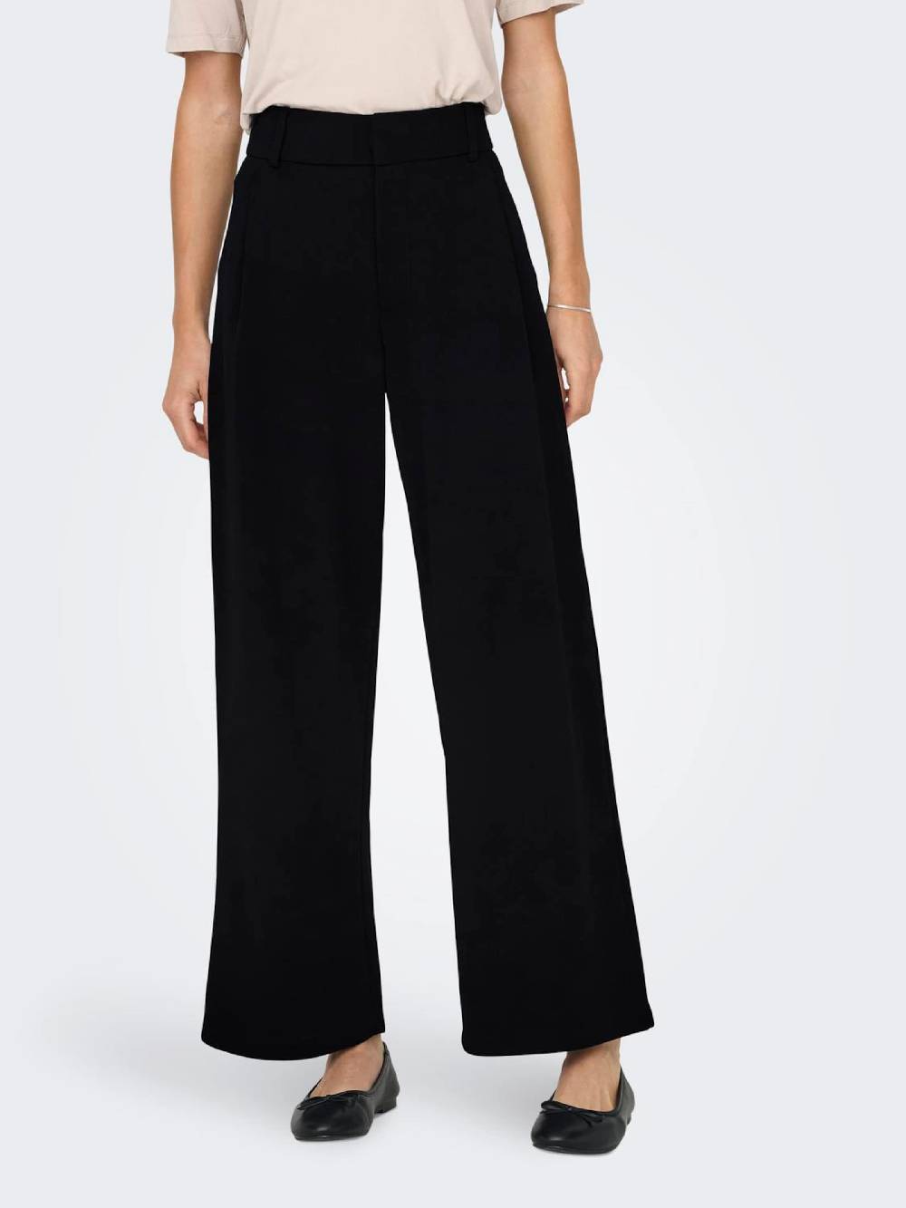 JDY Wide leg Pants 'JDYGeggo' in Black Fabrikverkauf