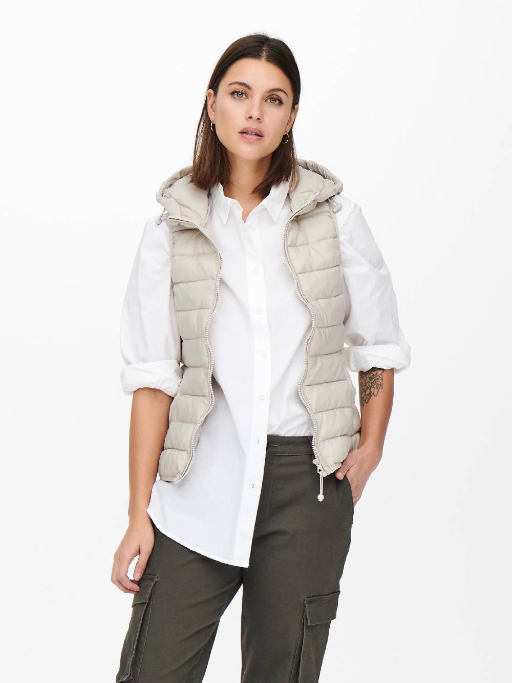 ONLY Vest 'ONLNew Tahoe' in Beige Weihnachtsangebot