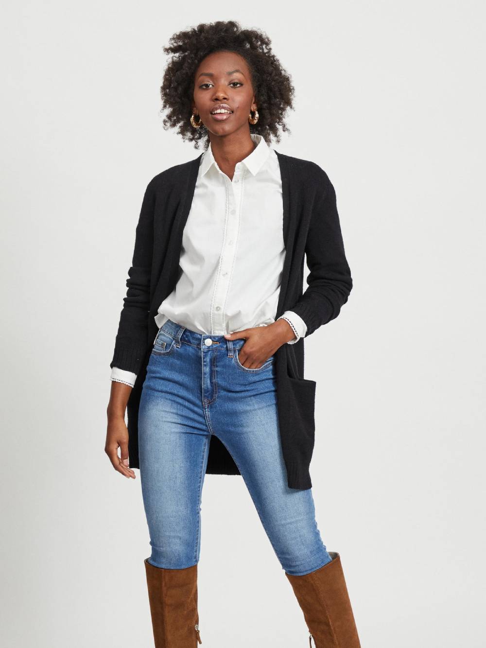 VILA Knit Cardigan 'Ril' in Black Großer Ausverkauf