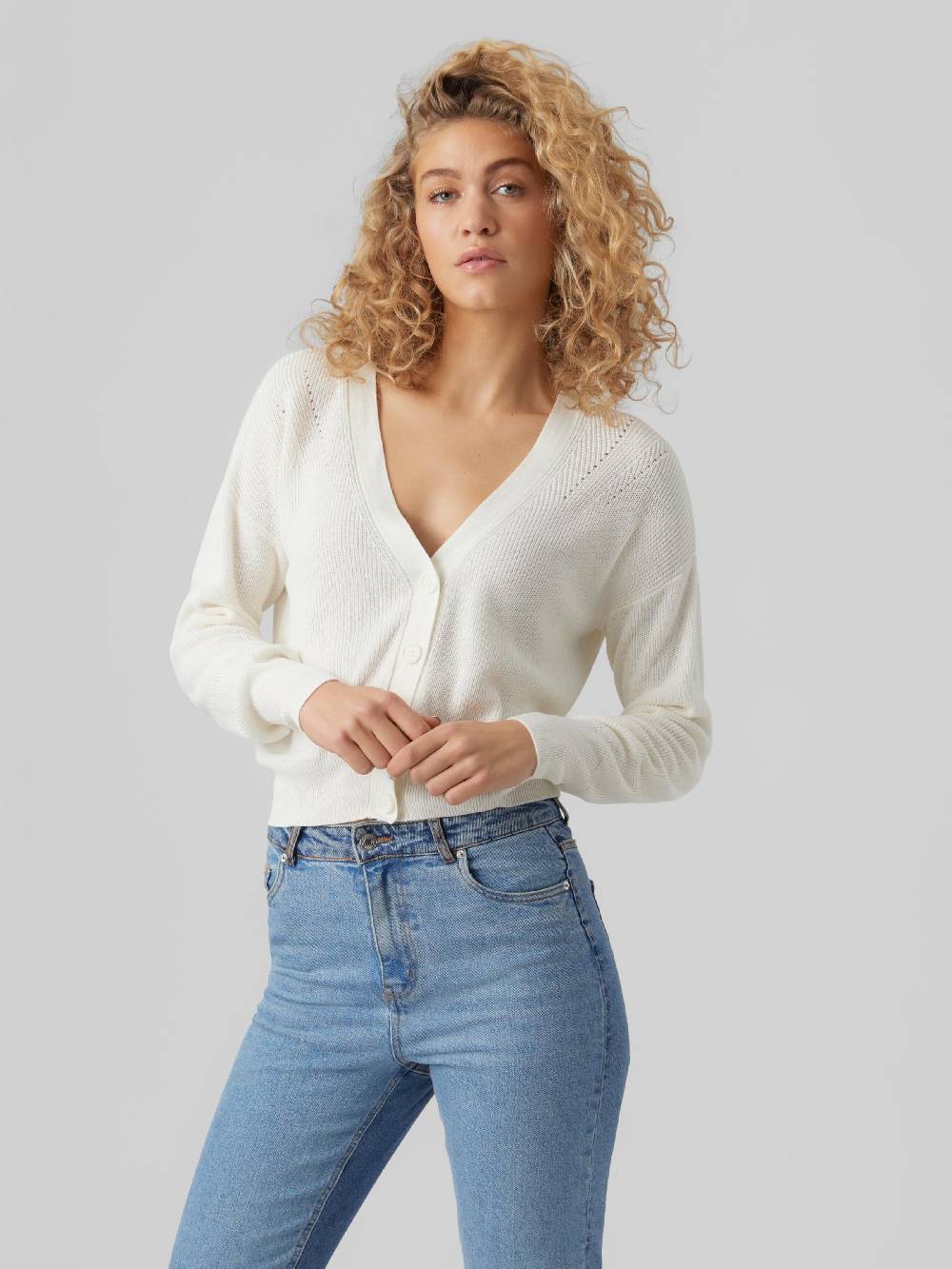 VERO MODA Knit Cardigan 'VMNew Lexsun' in White Valentinstagsangebot