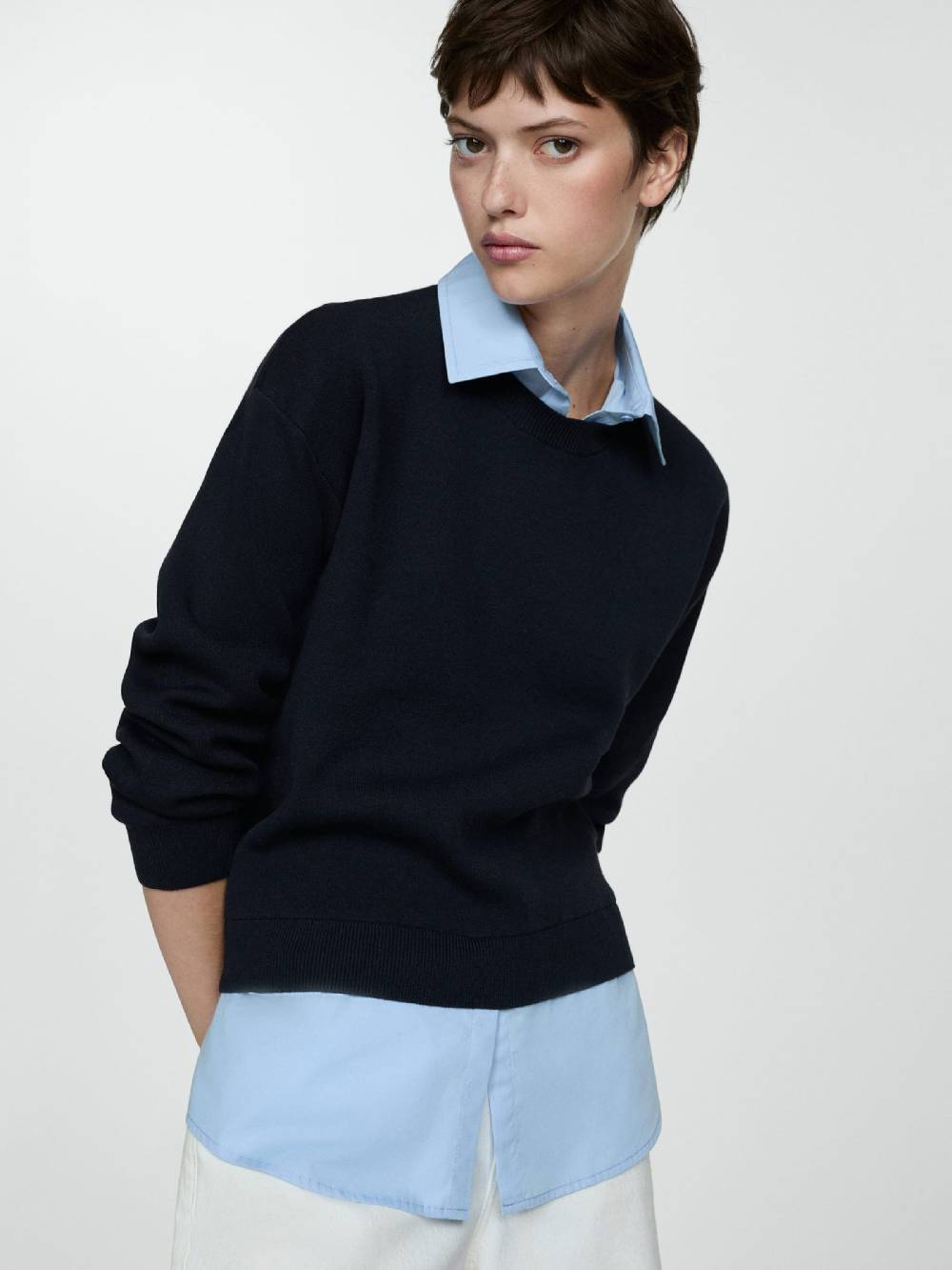 MANGO Sweater 'FEDE' in Navy, Light Blue Neuheiten