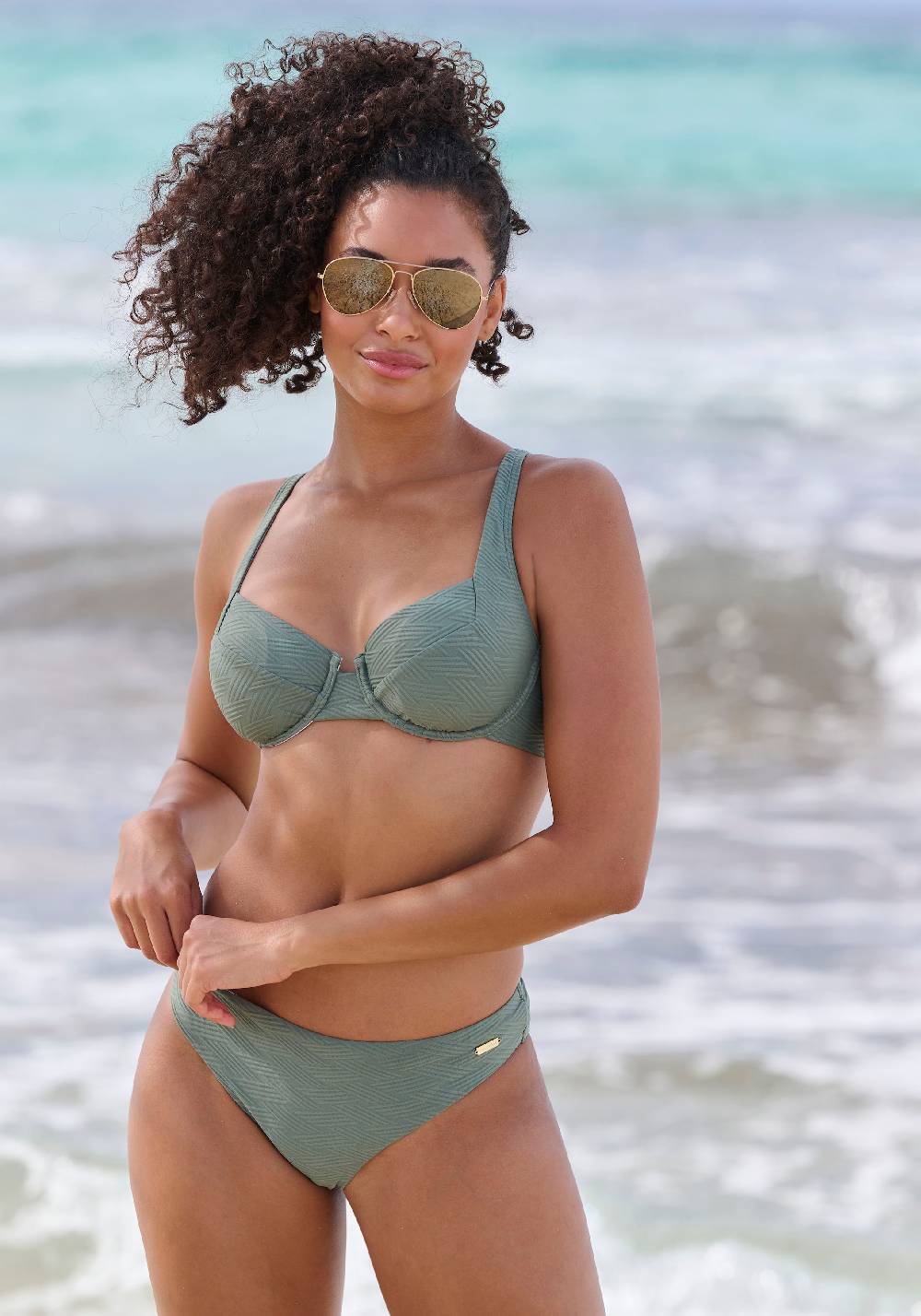 SUNSEEKER T-shirt Bikini Top in Green Online Outlet