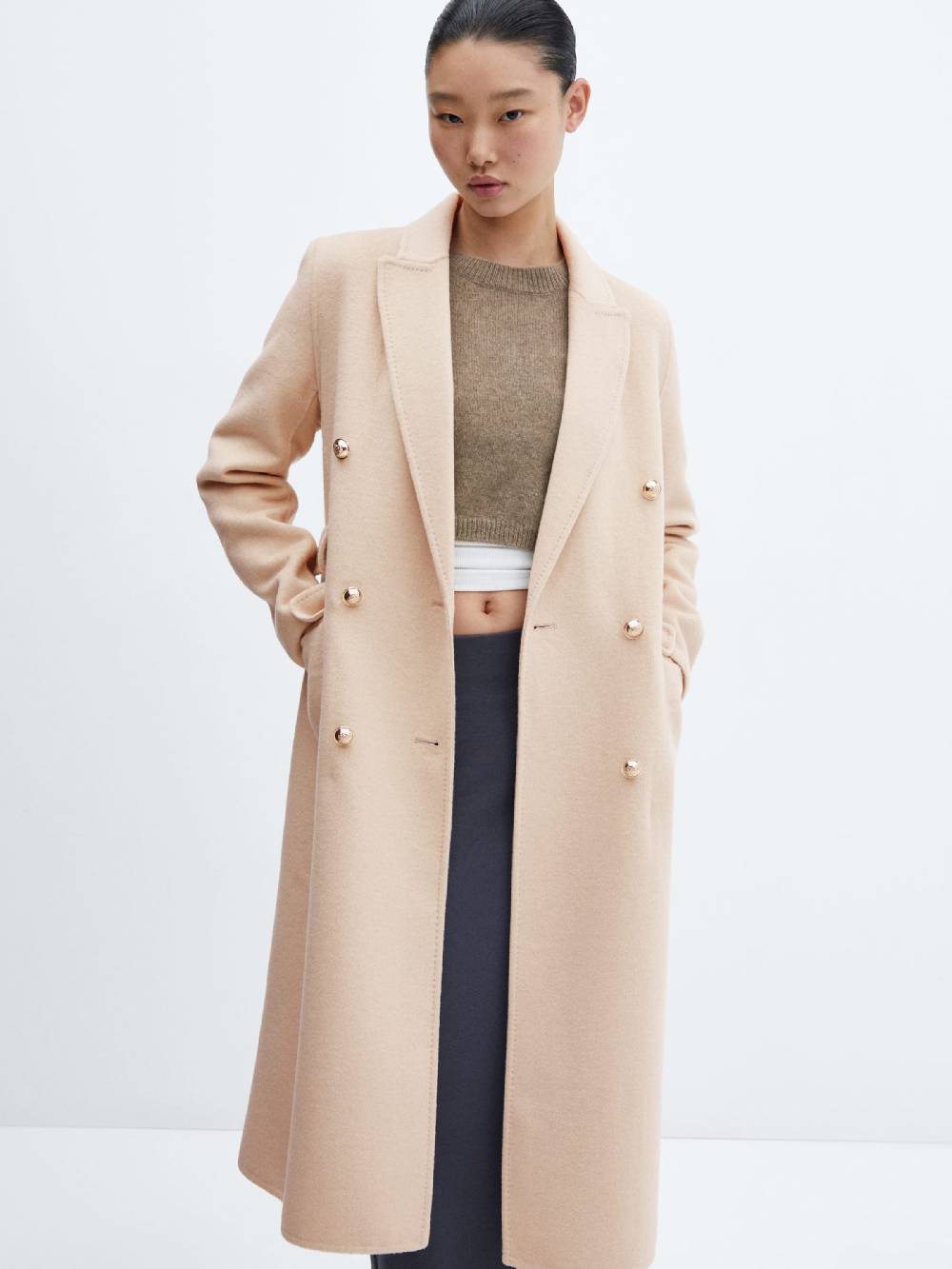 MANGO Winter Coat in Beige 2025