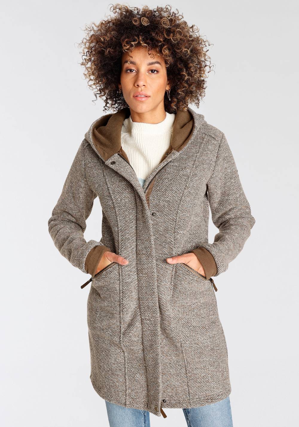 POLARINO Between-Seasons Coat in Brown Limitierter Zeitrabatt