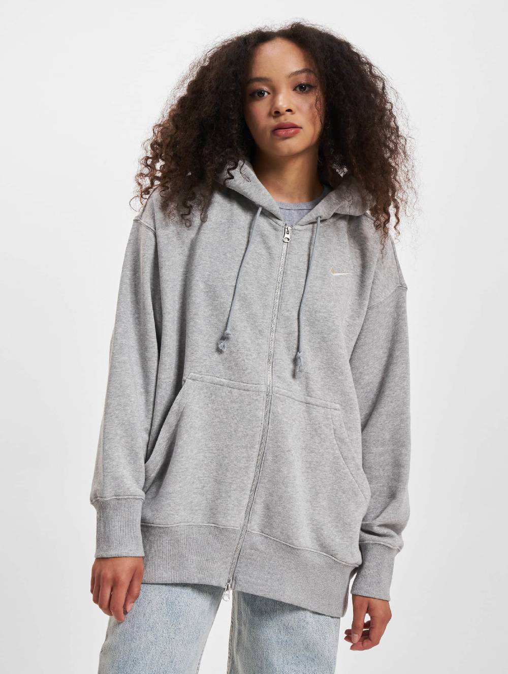 Nike Sportswear Zip-Up Hoodie 'Phoenix FLC' in Mottled Grey Sonderangebote