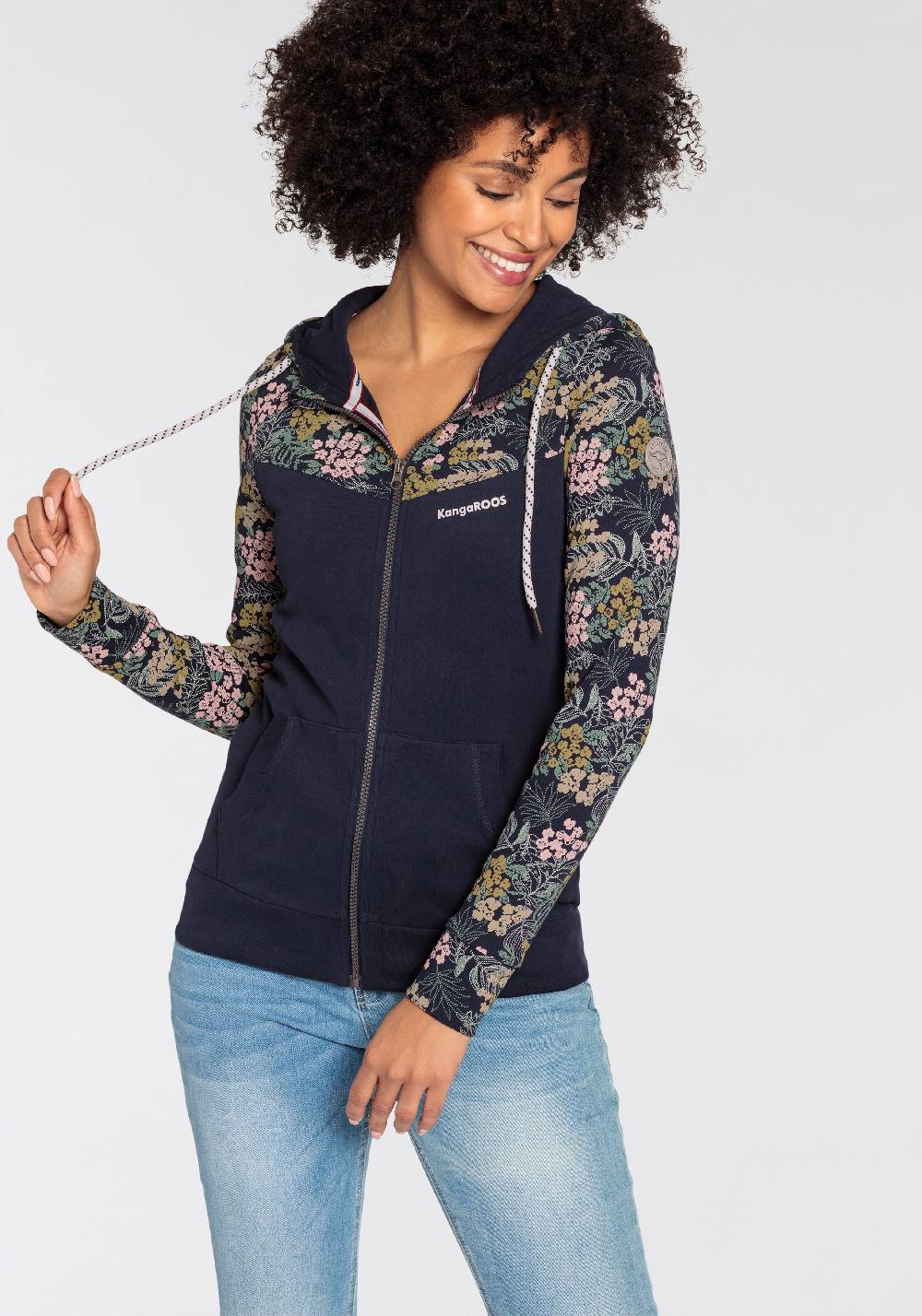 KangaROOS Zip-Up Hoodie in Marine Blue Tiefpreis