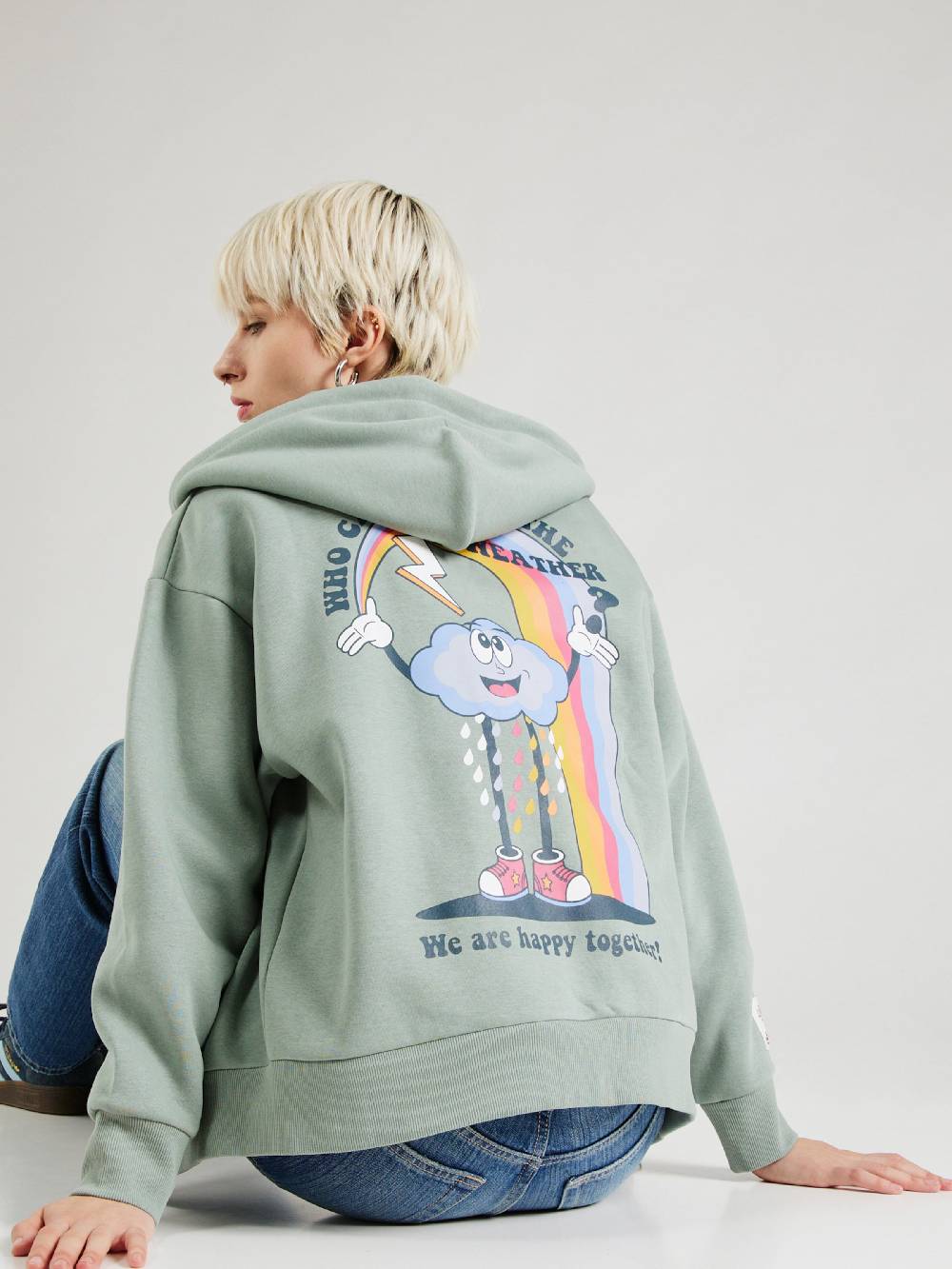 Eight2Nine Zip-Up Hoodie in Mint Kostenlose Rückgabe