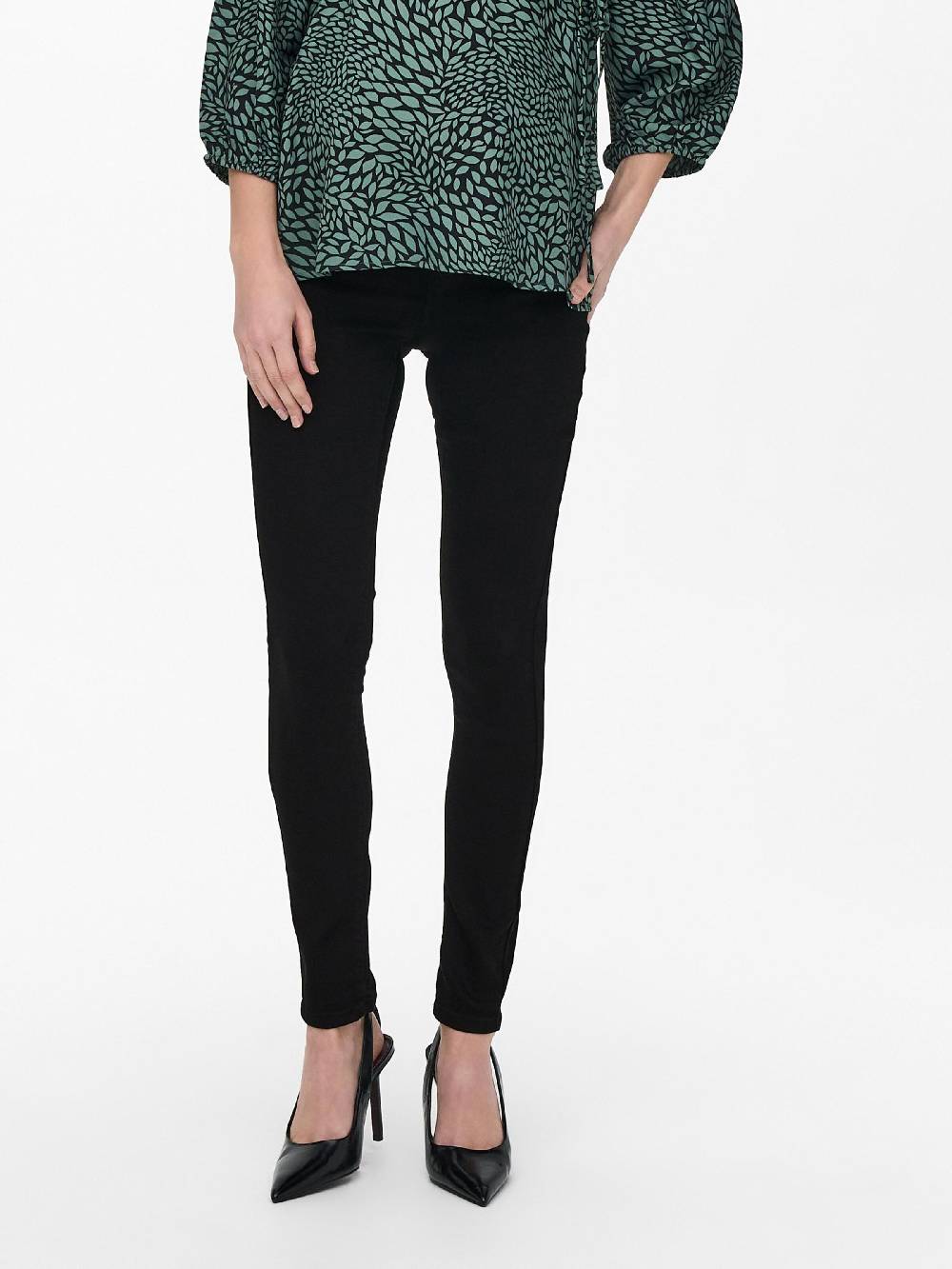 Only Maternity Skinny Jeggings 'OLMRAIN' in Black Denim Letzter Tag