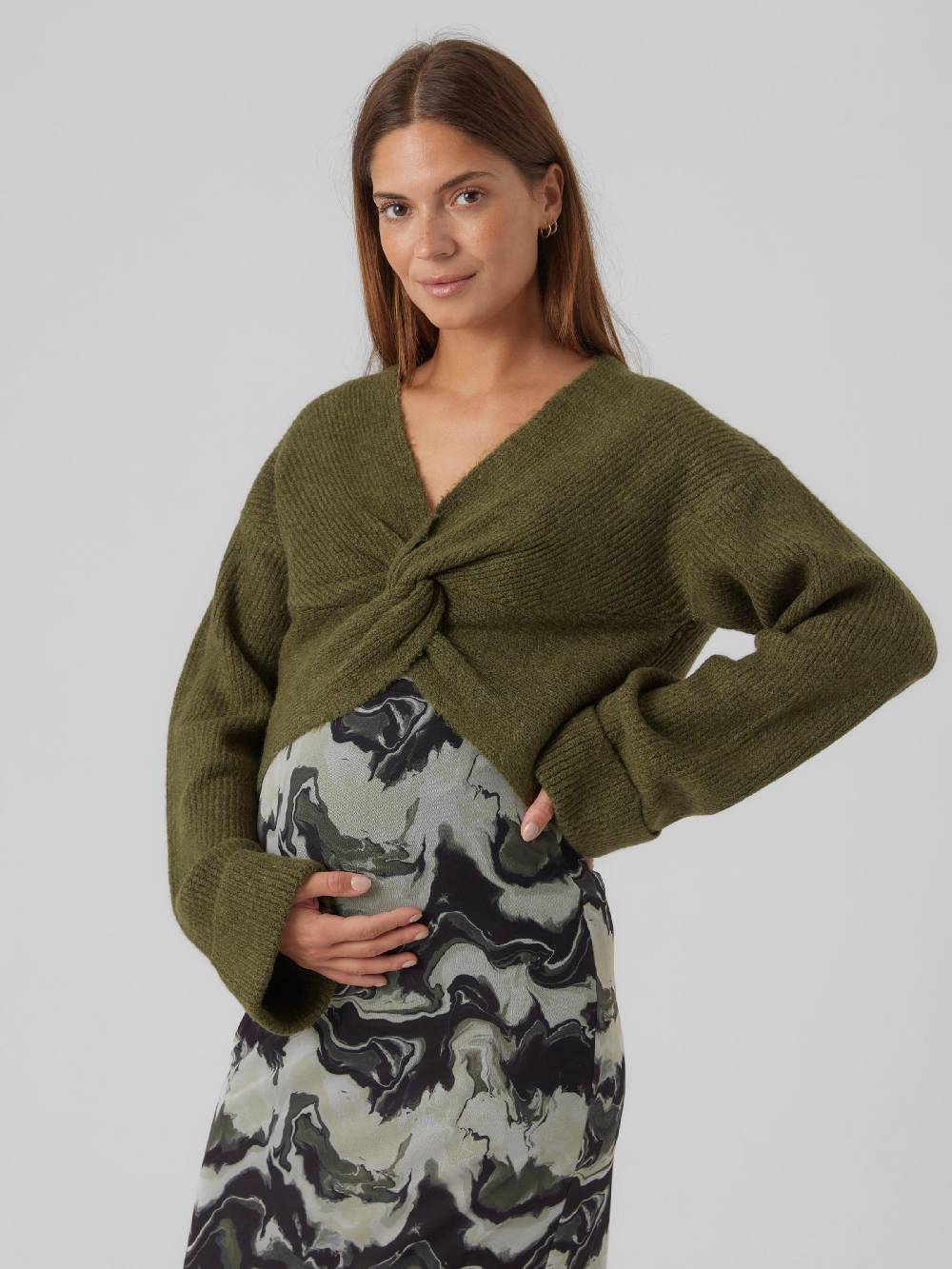 MAMALICIOUS Sweater 'MLSvala' in Dark Green Clearance-Verkauf