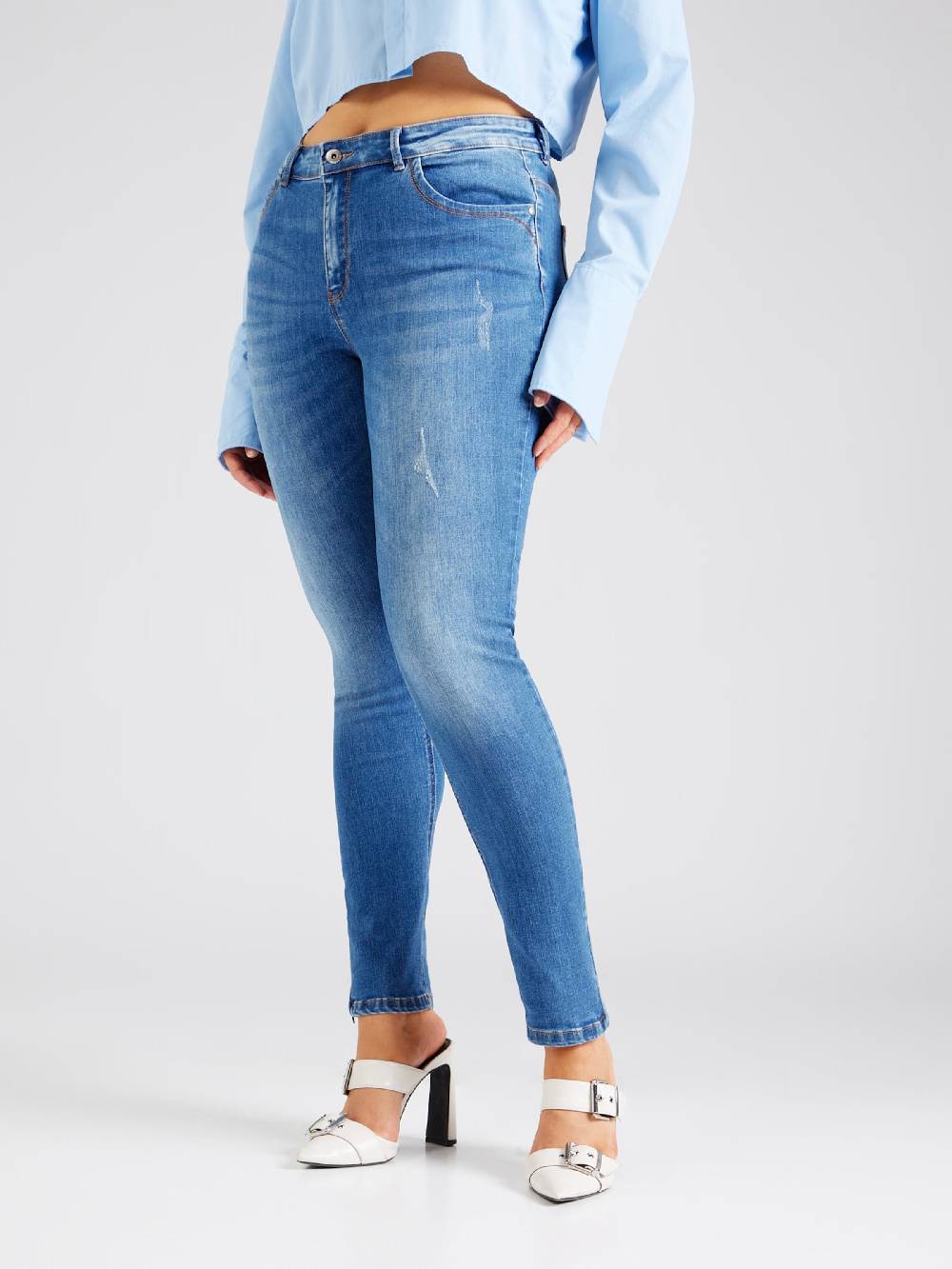 ONLY Carmakoma Skinny Jeans 'Karla' in Blue Denim Osterangebot