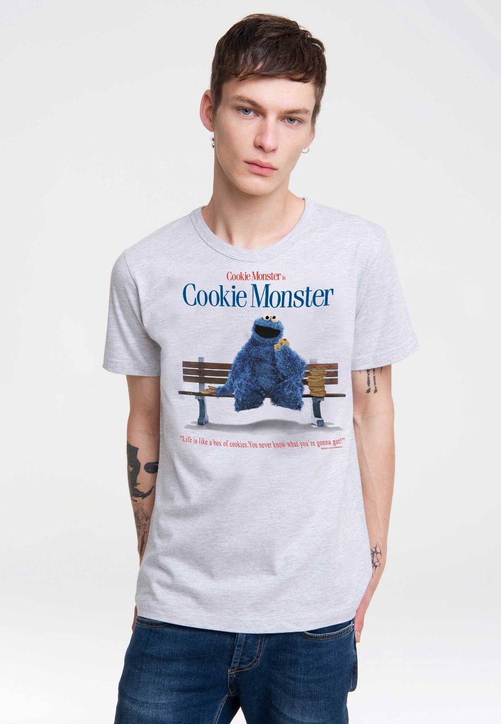 Logoshirt Sesamstrasse - Krümelmonster - Cookie Monster - Box Of Cookies - T-Shirt Print - Herren Bis zu 65% Rabatt