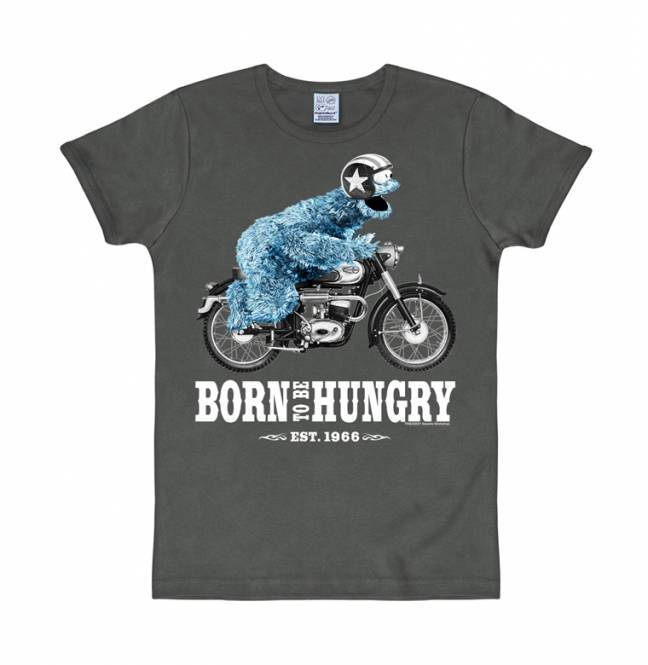 Logoshirt Sesamstrasse - Krümelmonster - Motorrad - Born To Be Hungry - T-Shirt Print - Herren Kostenloser Versand