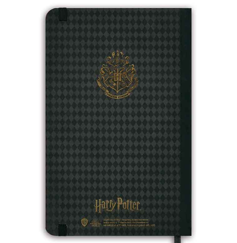 Logoshirt Harry Potter - Hogwarts Logo Gold - Hardcover Notizbuch A5 - mit Gummiband - Liniert 50% Rabatt mit kostenlosem Versand