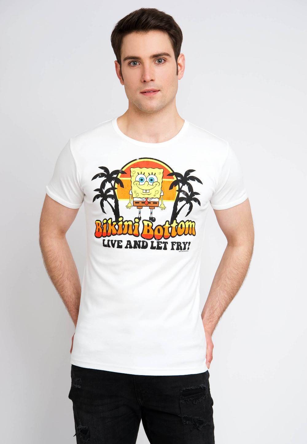 Logoshirt Spongebob - Bikini Bottom - Live And Let Fry - T-Shirt Print - Herren Letzter Tag