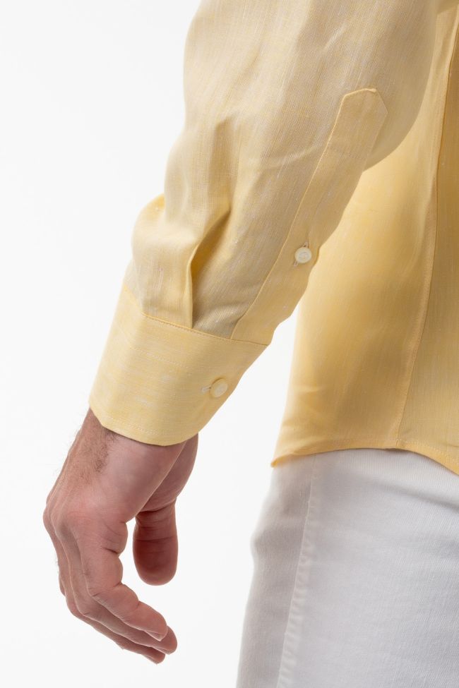 aplomb Hemd Herren Aplomb Classic Einfarbig 100% Leinen kragen Button-Down Lange Ärmel Neueste Stile