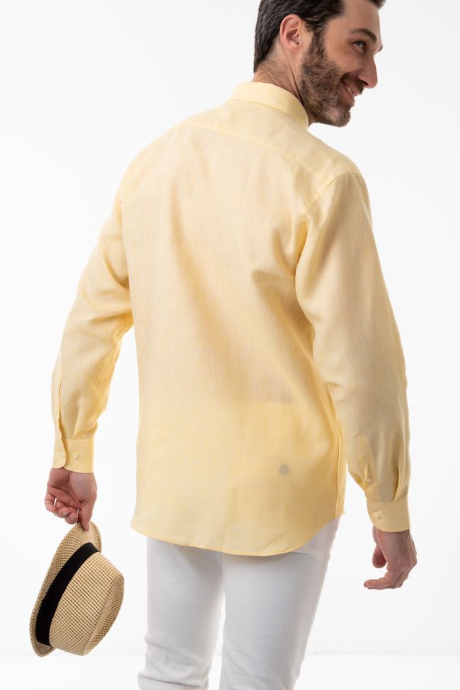 aplomb Hemd Herren Aplomb Classic Einfarbig 100% Leinen kragen Button-Down Lange Ärmel Neueste Stile