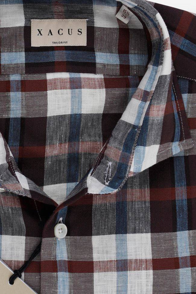xacus Hemd Herren Xacus Regular Karo 53% linen 47% tencel kragen Französisch Lange Ärmel Im Verkauf