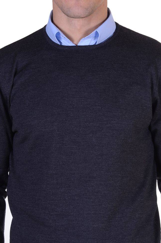 ragman Strickwaren Herren Ragman Rundhalsausschnitt Classic Einfarbig 100% Merinowolle Extrafine Sonderangebot
