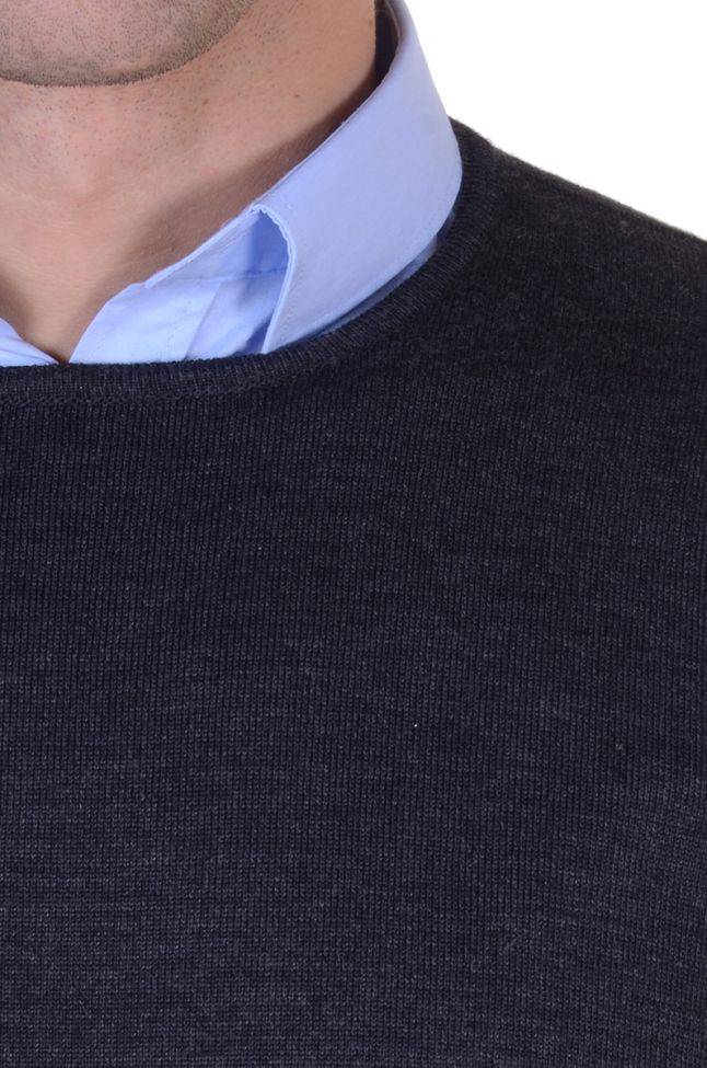 ragman Strickwaren Herren Ragman Rundhalsausschnitt Classic Einfarbig 100% Merinowolle Extrafine Sonderangebot