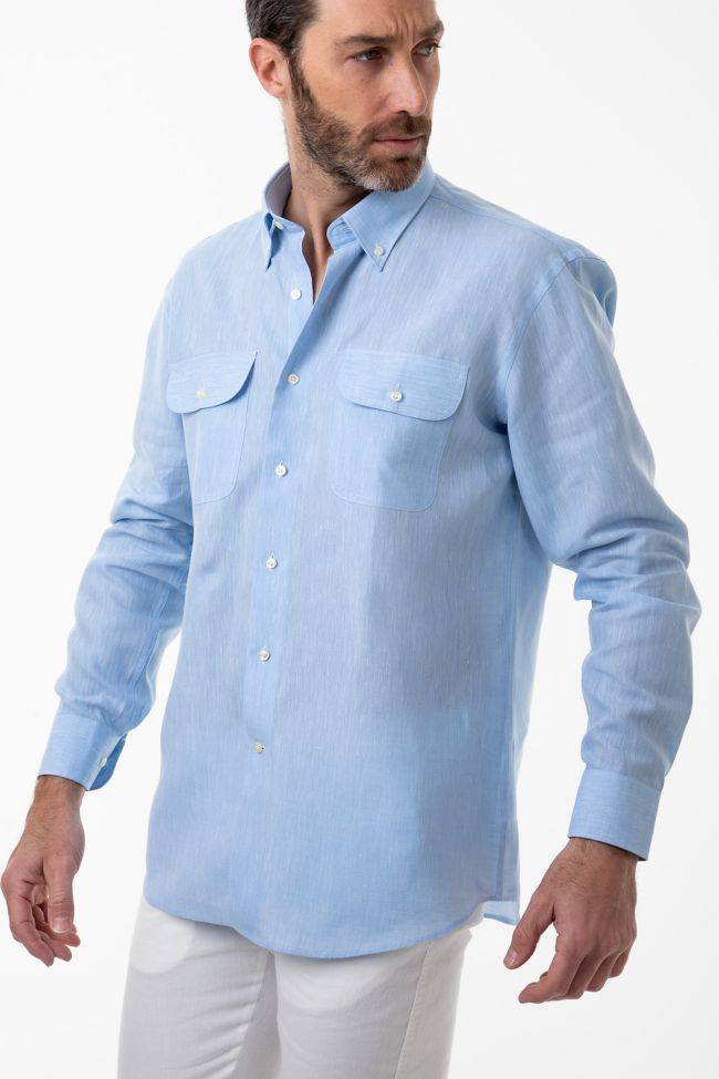 aplomb Hemd Herren Aplomb Classic Einfarbig 100% Leinen kragen Button-Down Lange Ärmel Saisonale Angebote
