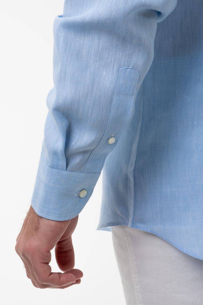 aplomb Hemd Herren Aplomb Classic Einfarbig 100% Leinen kragen Button-Down Lange Ärmel Saisonale Angebote