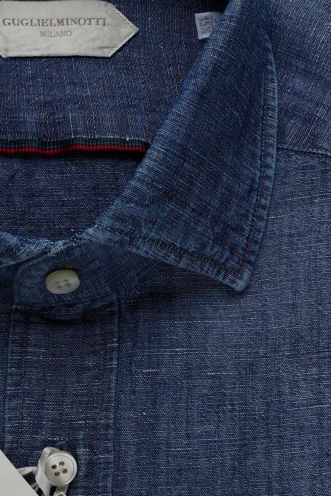 guglielminotti Hemd Herren Guglielminotti Regular Einfarbig 56% linen 44% cotton kragen Französisch Lange Ärmel Sonderangebote
