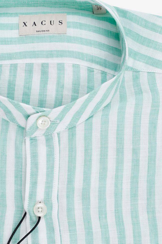 xacus Hemd Herren Xacus Regular Streifen 100% Leinen kragen Mandarinkragen Lange Ärmel VIP-Rabatte