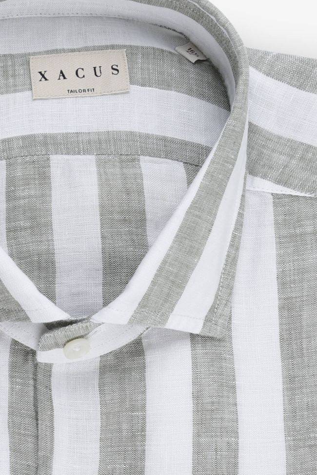 xacus Hemd Herren Xacus Regular Streifen 100% Leinen kragen Französisch Lange Ärmel Super Sparpreis