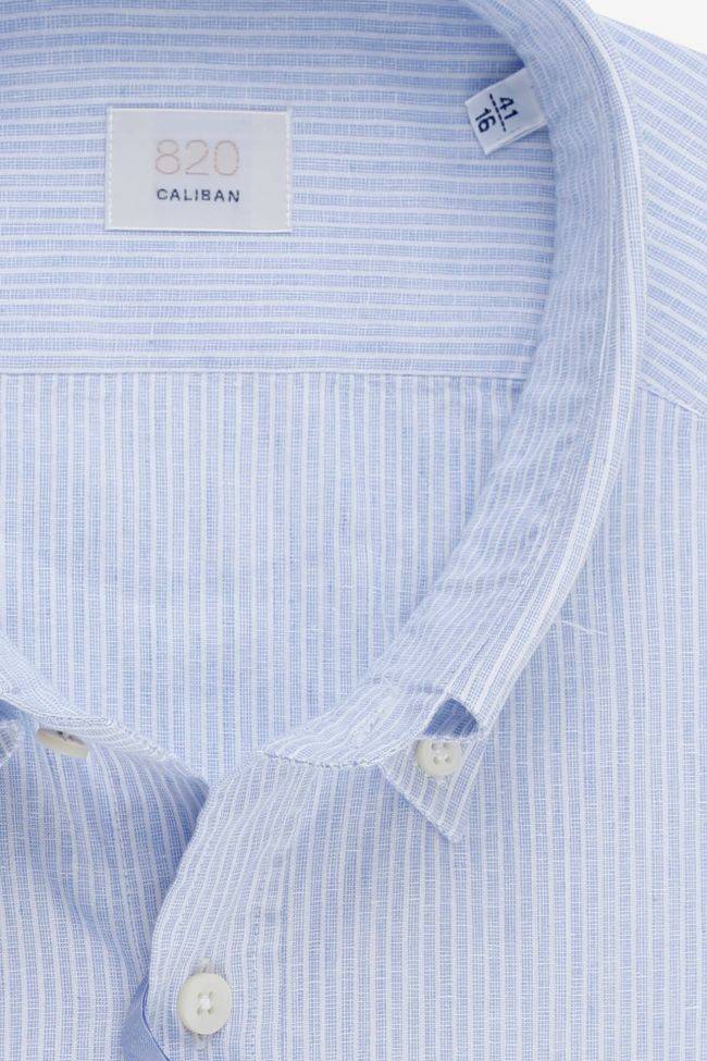 caliban Hemd Herren Caliban Regular Streifen 70% Baumwolle 30% Leinen kragen Button-Down Lange Ärmel Begrenzte Freigabe