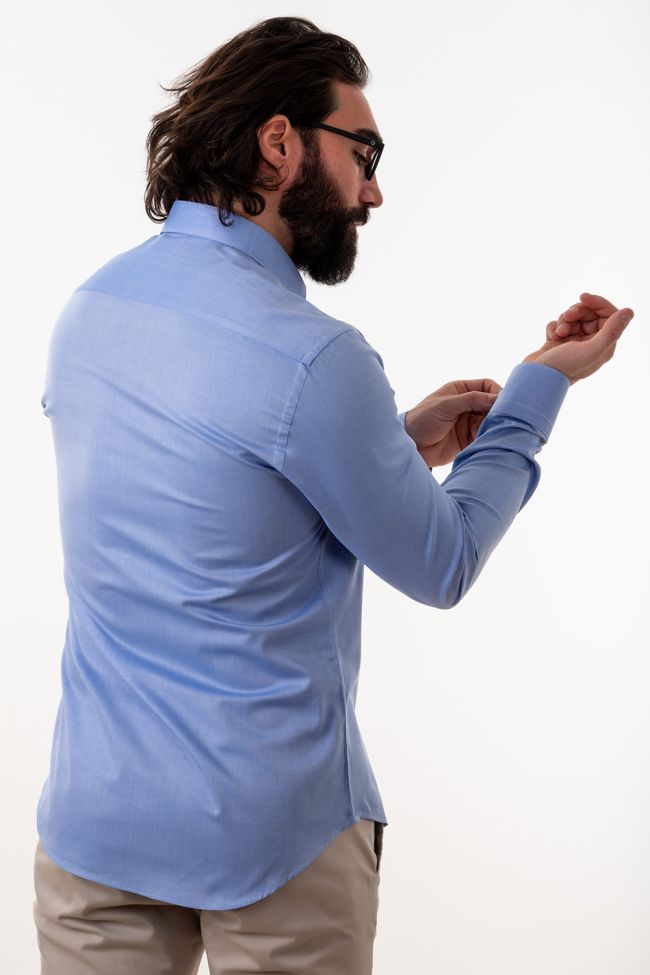 aplomb Hemd Herren Aplomb Slim Einfarbig 100% Baumwolle kragen Französisch Lange Ärmel Clearance-Verkauf